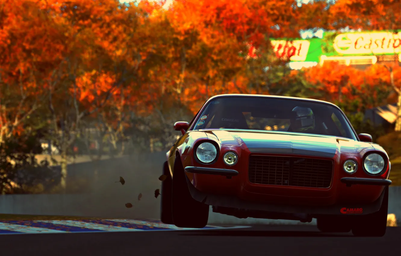 Фото обои car, sport, red, game, muscle car, vehicle, Gran Turismo 6, pozzi motorsports camaro rs