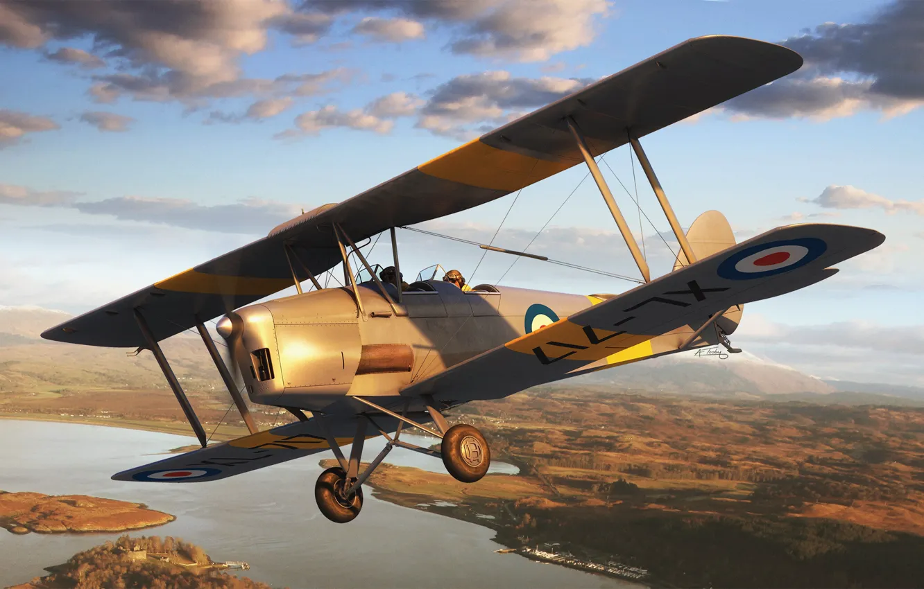 Фото обои Великобритания, учебно-тренировочный самолет, royal navy, Adam Tooby, De Havilland DH.82A Tiger Moth, Tiger Moth II