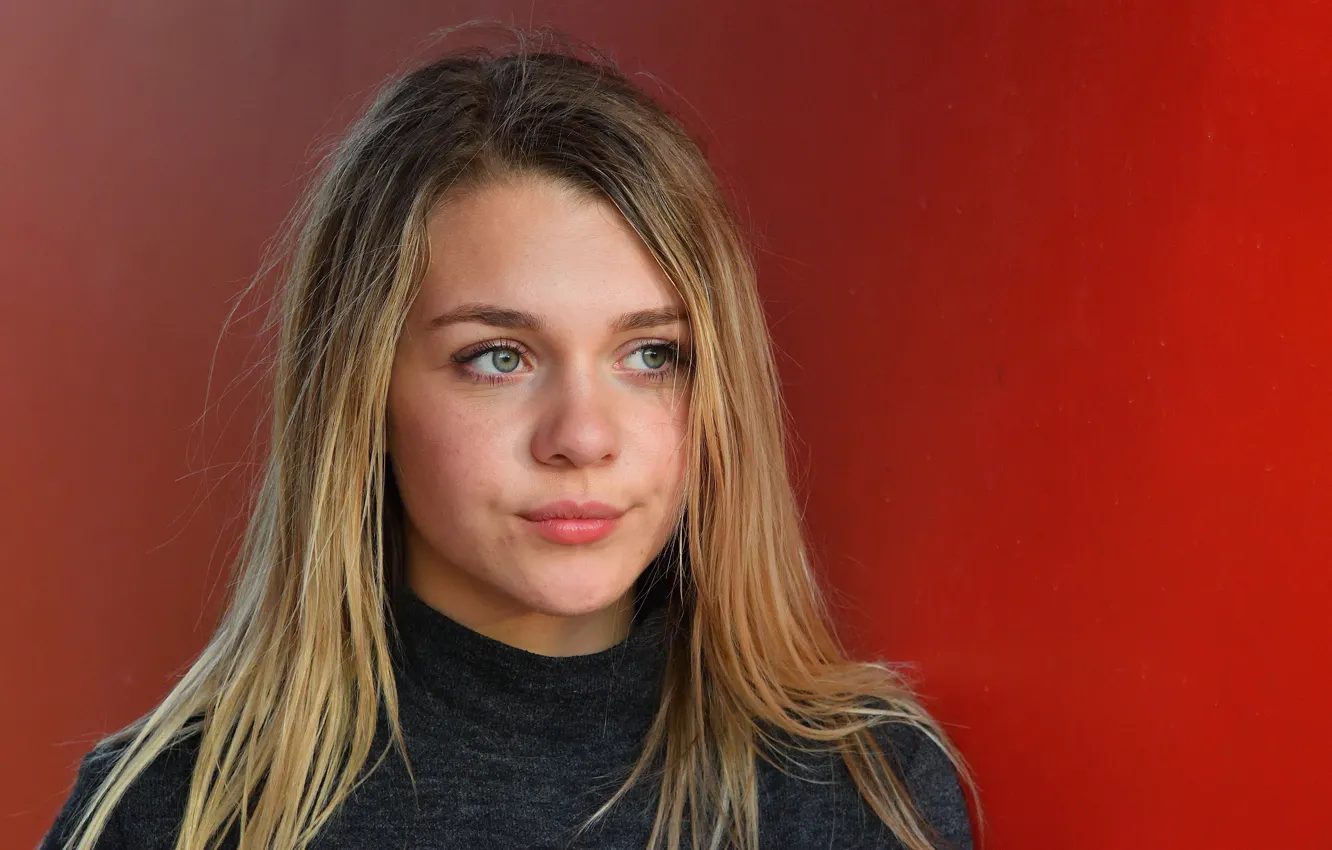 Фото обои глаза, девушка, красный, лицо, фон, блондинка, girl, Gabbie Carter