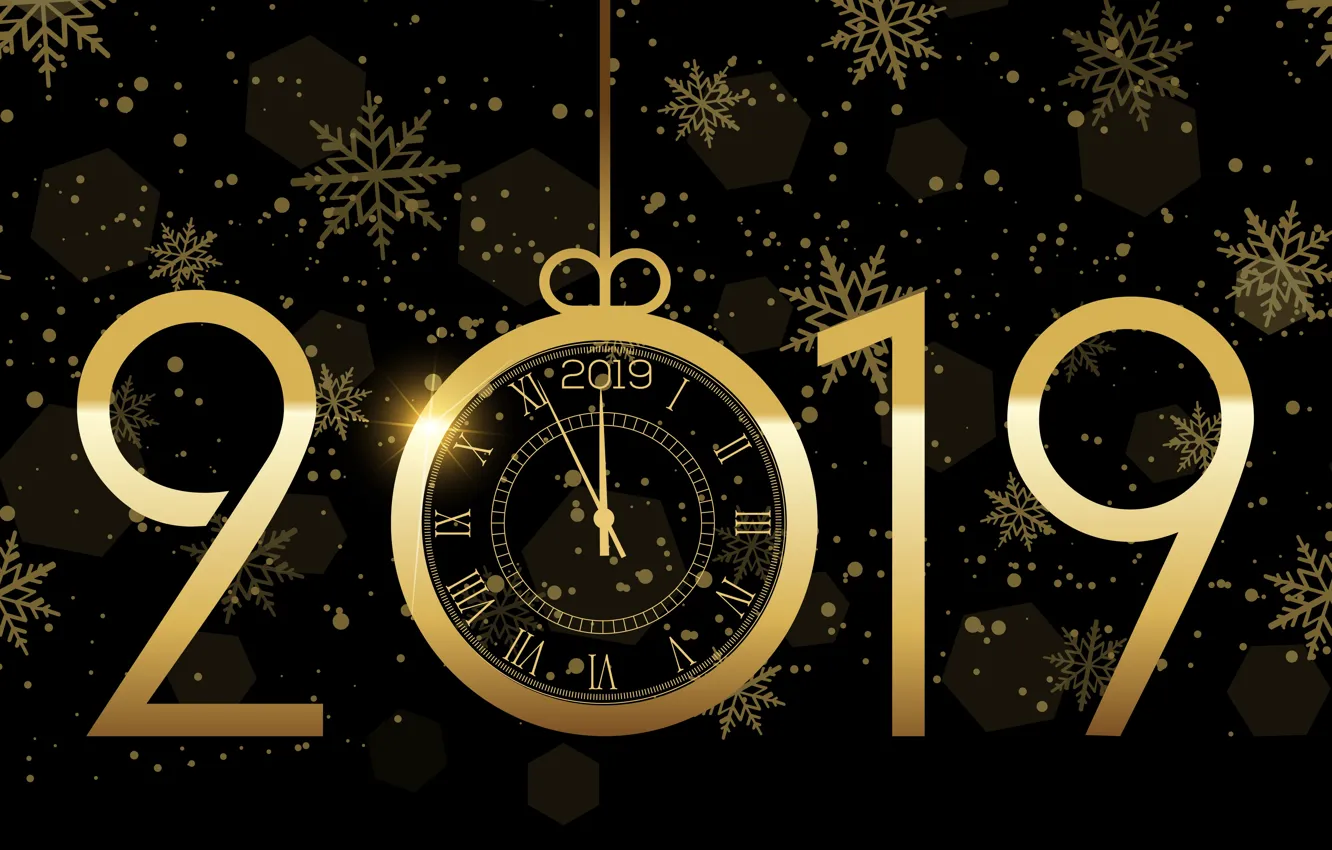 Фото обои золото, Новый Год, цифры, golden, черный фон, black, background, New Year