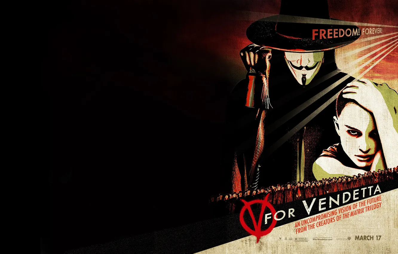 Фото обои фильм, актёры, Натали Портман, V for Vendetta, Хьюго Уивинг, "V" значит вендетта