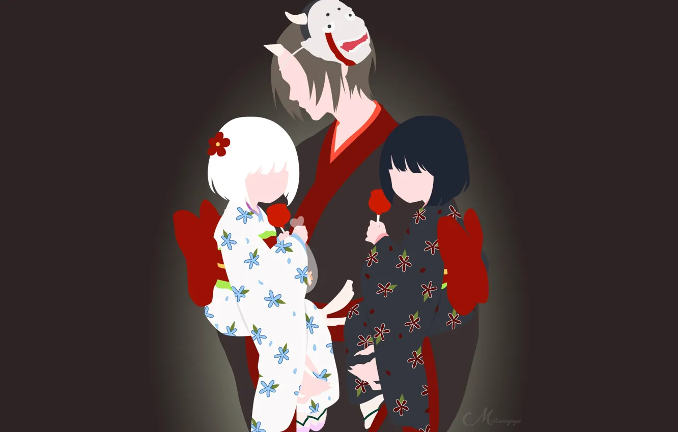 Фото обои дети, девочки, демон, маска, Hoozuki no Reitetsu, Хозуки, Хладнокровный Хозуки
