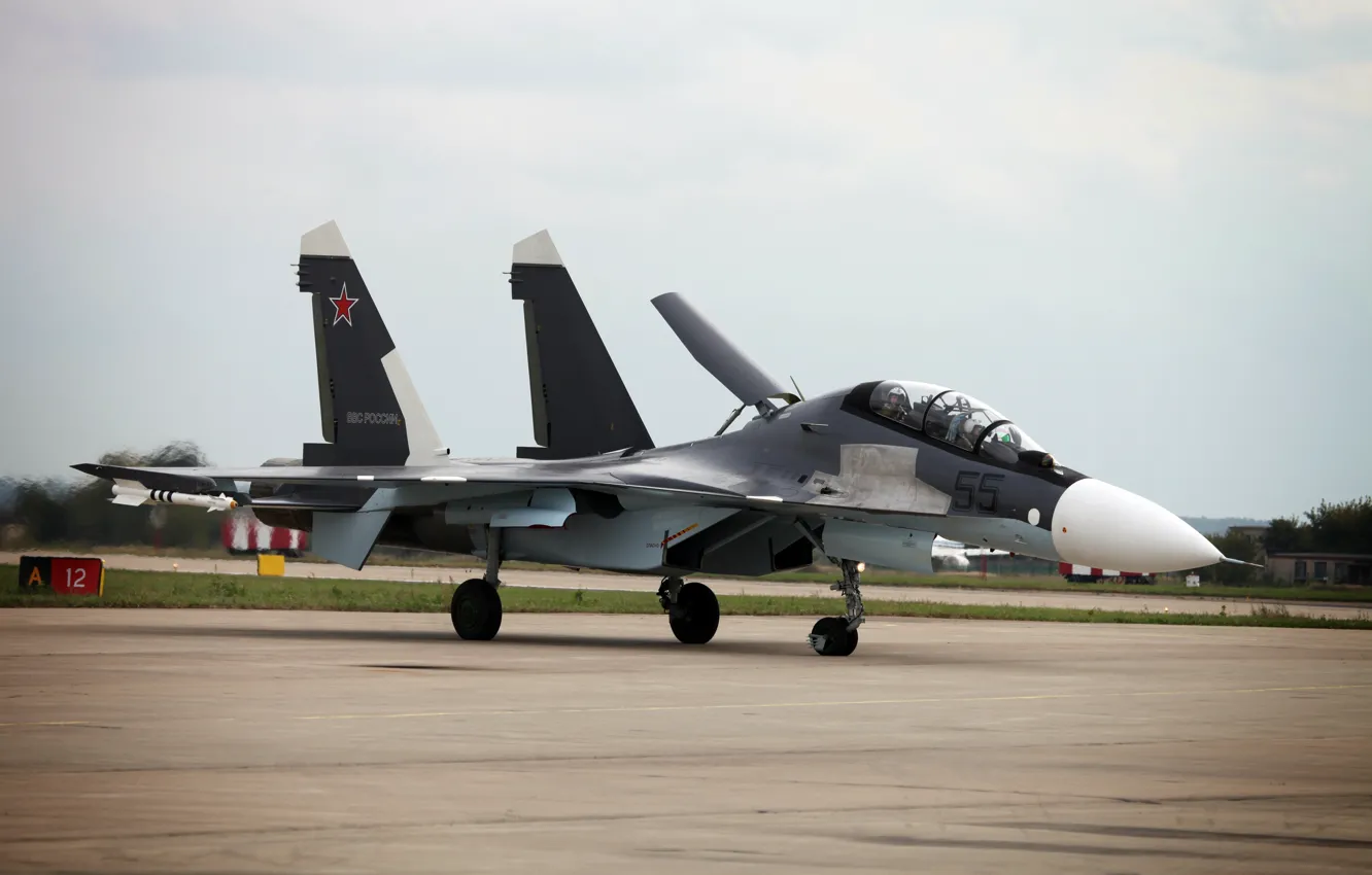 Фото обои самолет, истребитель, сверхманевренный, Сухой, ВВС России, многофункциональный, Су-30СМ, MAKS-2013