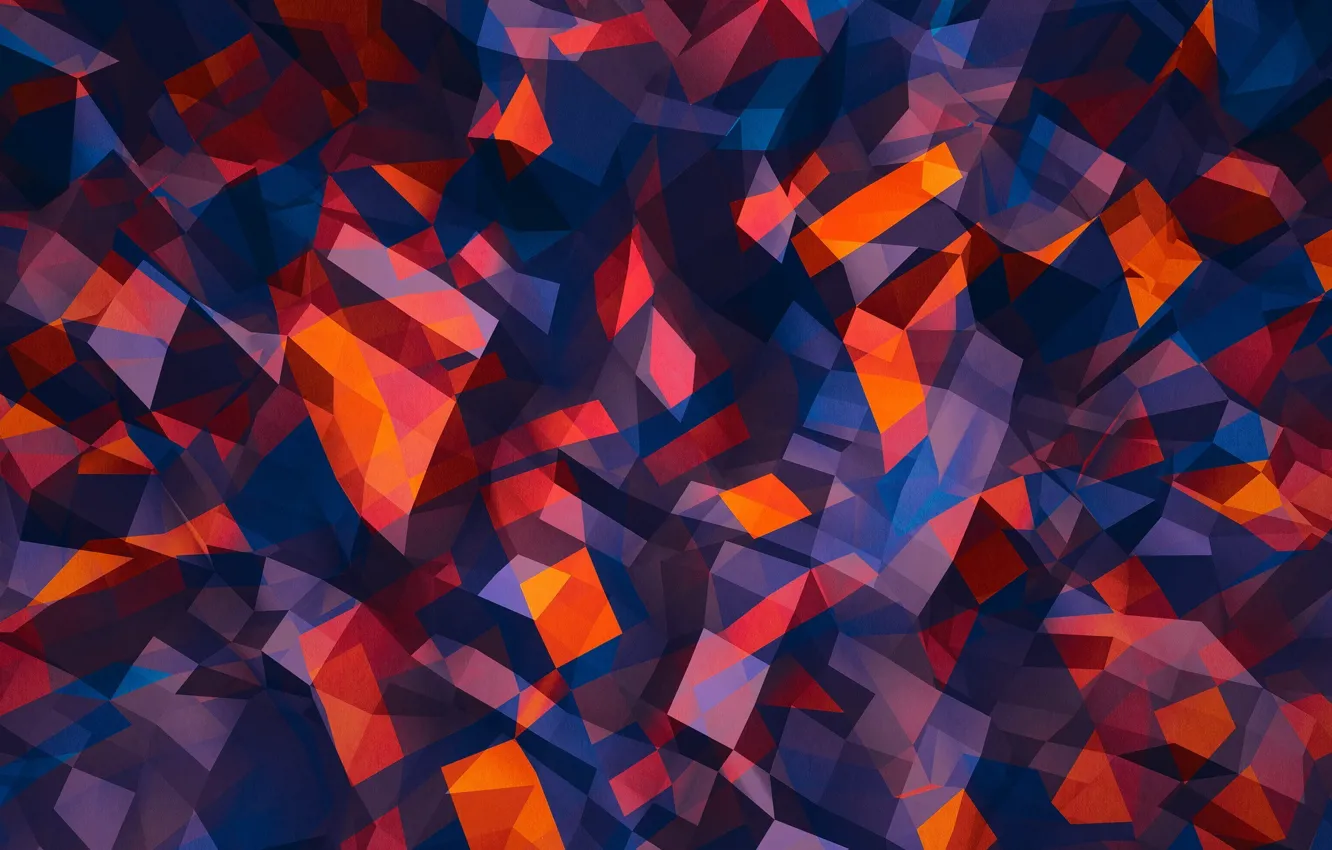 Фото обои линии, оранжевый, синий, красный, серый, треугольники, формы, угол