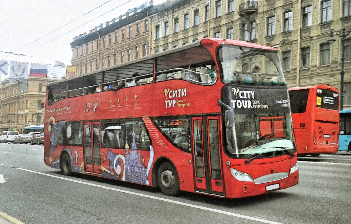 Фото обои город, транспорт, автобус