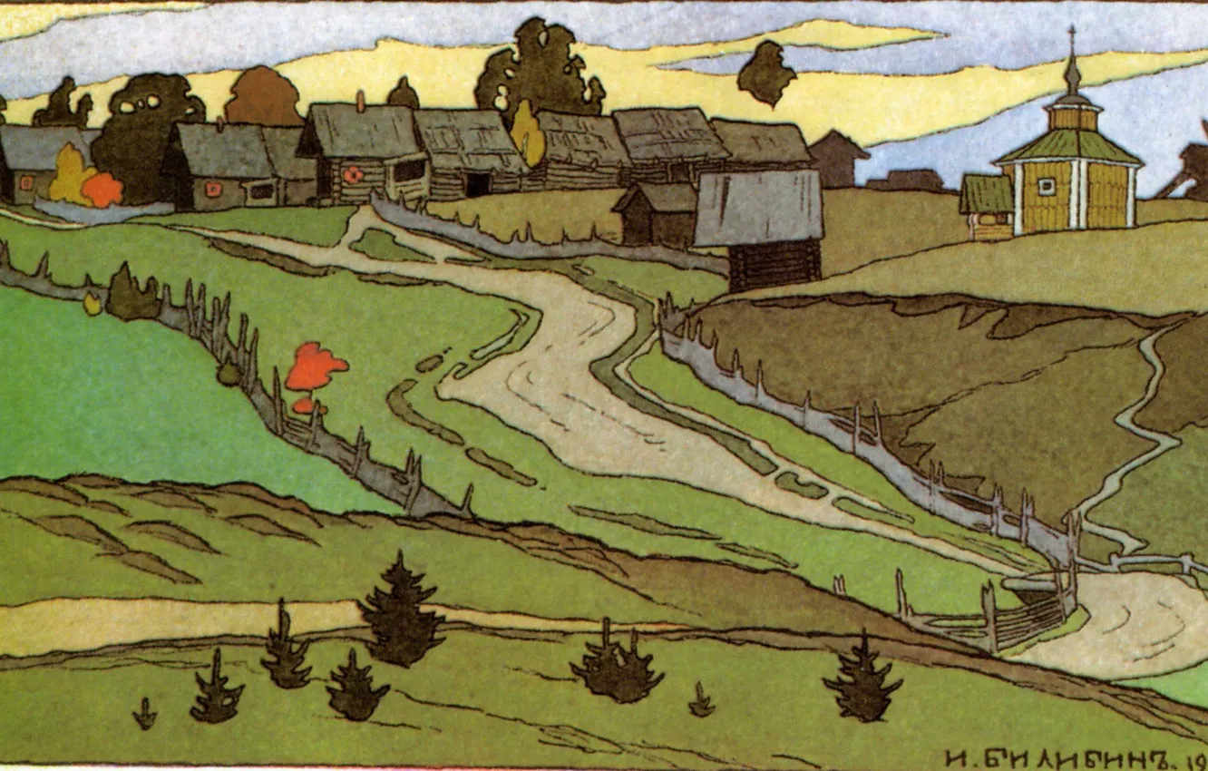 Фото обои Заставка, Билибин Иван Яковлевич, (1876-1942), братец Иванушка, к сказке-Сестрица Аленушка и