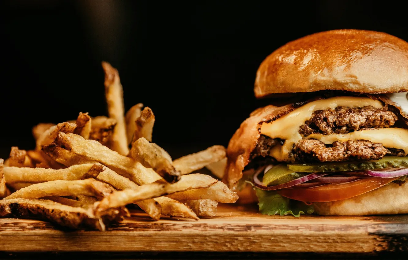 Фото обои food, closeup, Fries, Burgers