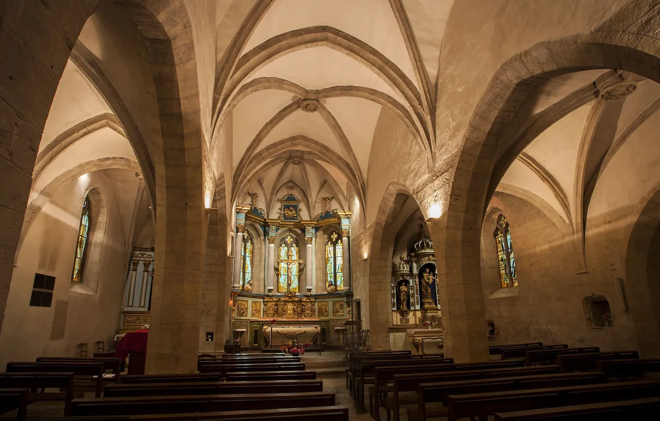 Фото обои интерьер, interior, Аверон, Aveyron, Эглиз д'Эстен, Церковь Сен-Флёре в Эстене, The Church of Saint Fleuret …