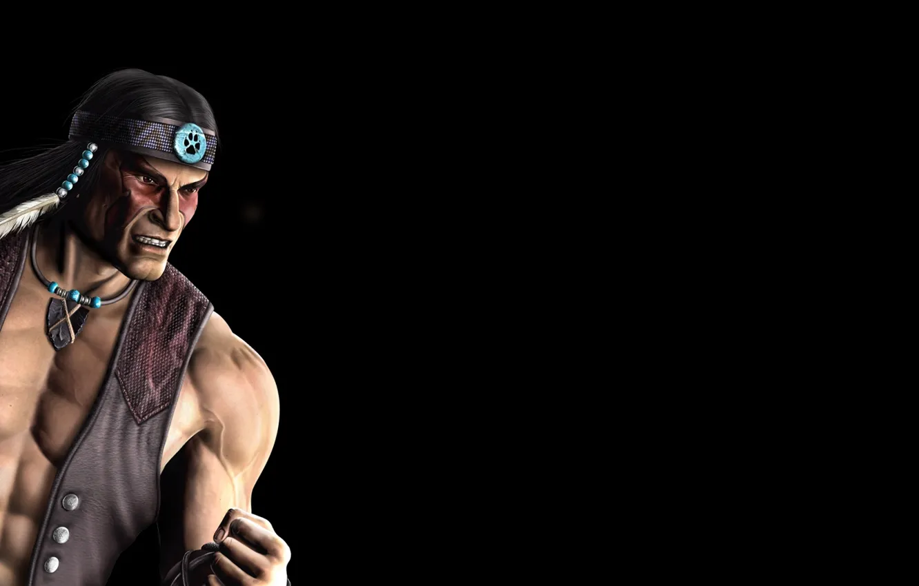 Фото обои Mortal Kombat 9, Смертельная битва, fighting, Nightwolf, Ночной Волк