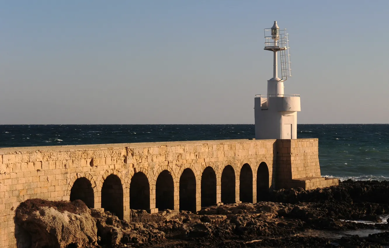 Фото обои море, побережье, маяк, Италия, Puglia, Otranto, Provincia di Lecce