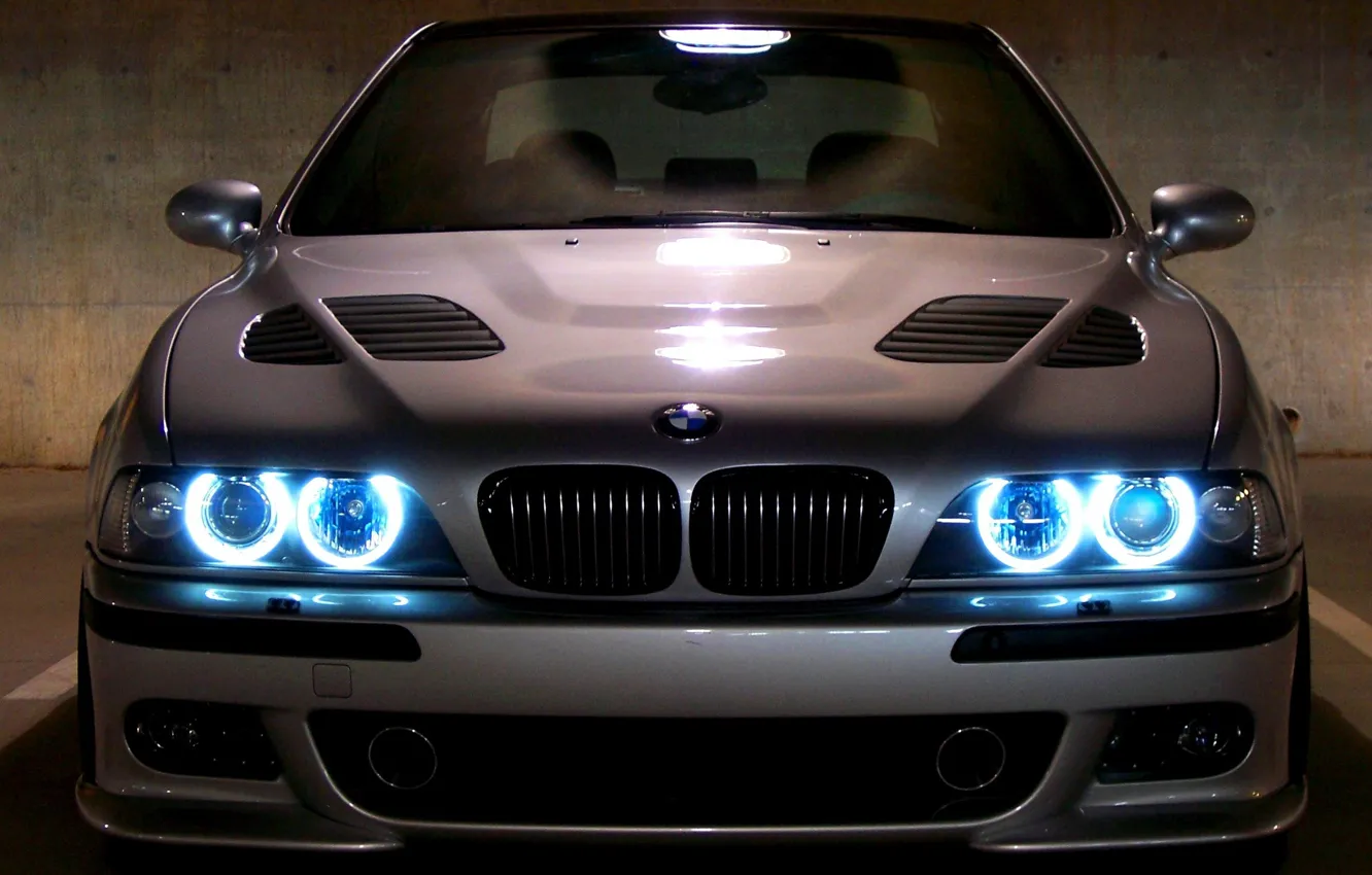 Фото обои машина, машины, BMW, Бумер, черная, е39, Angels Eyes