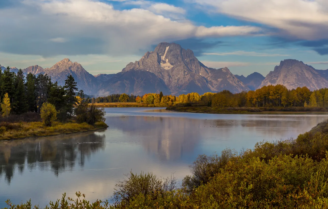 Фото обои лес, горы, озеро, США, Grand Teton National Park