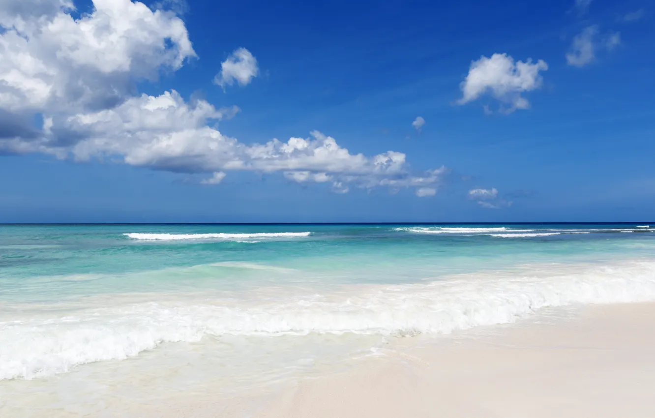 Фото обои море, волны, тропики, побережье, waves, beach, sea, голубая вода