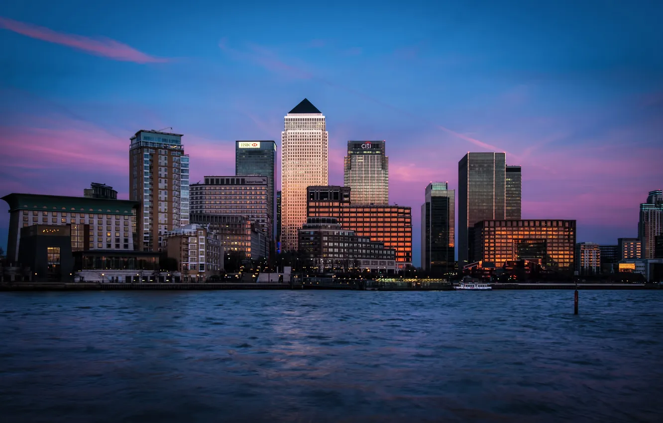 Фото обои Англия, Лондон, london, england, Thames River, Canary Wharf