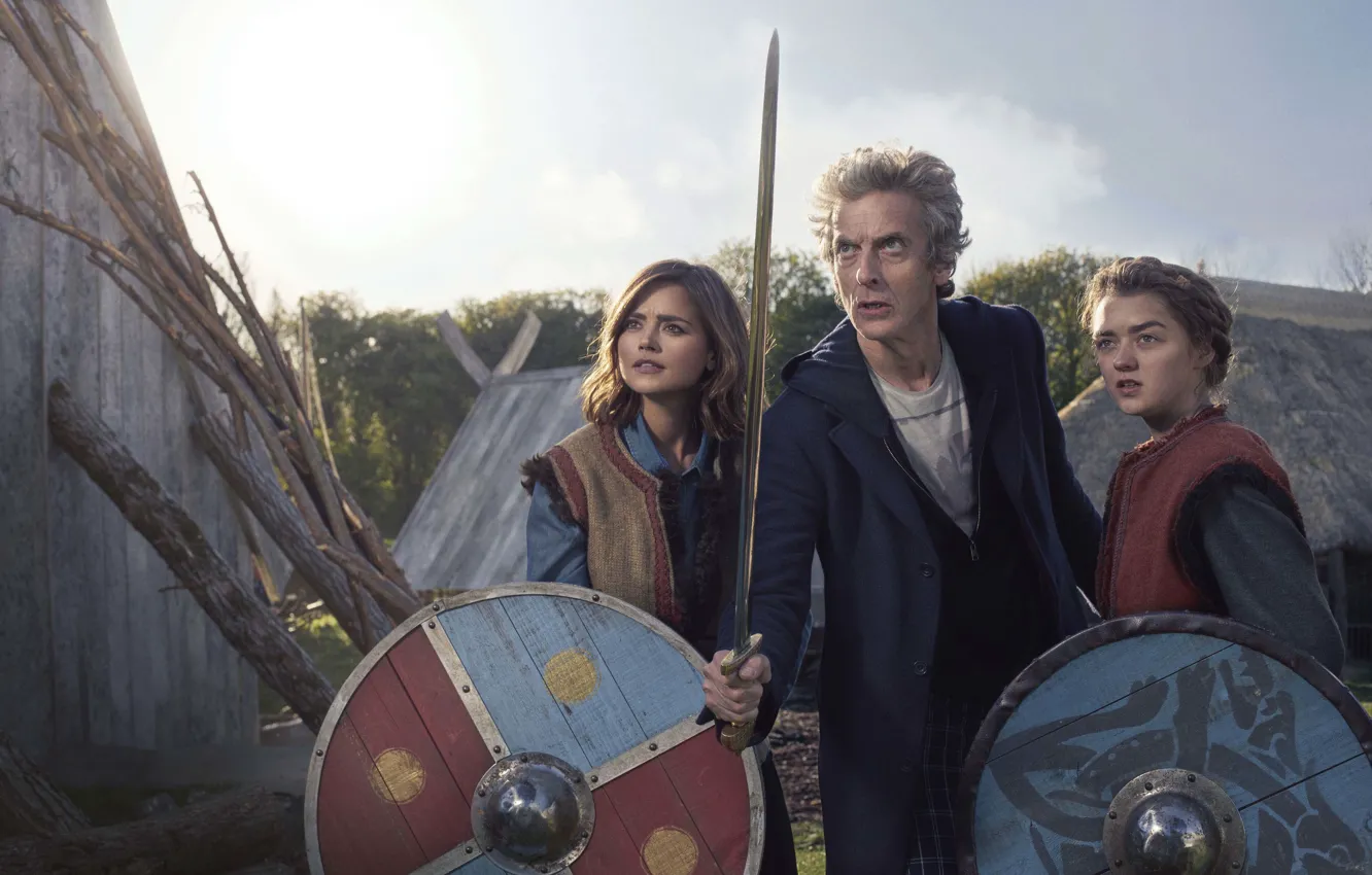 Фото обои девушки, меч, актер, мужчина, Doctor Who, щиты, Доктор Кто, актрисы