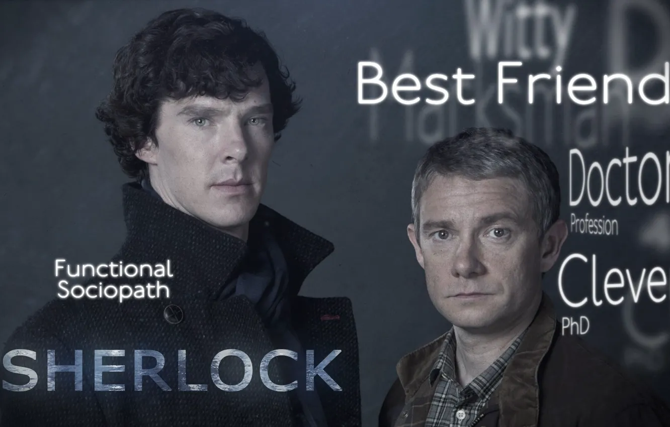 Фото обои Шерлок Холмс, фразы, Мартин Фриман, Бенедикт Камбербэтч, Sherlock, Sherlock BBC, Sherlock Holmes, Джон Ватсон