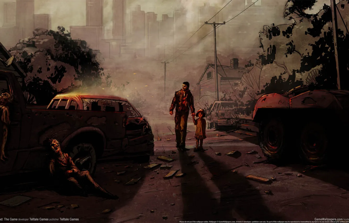Фото обои апокалипсис, игра, рисунок, ребенок, арт, зомби, мужчина, art