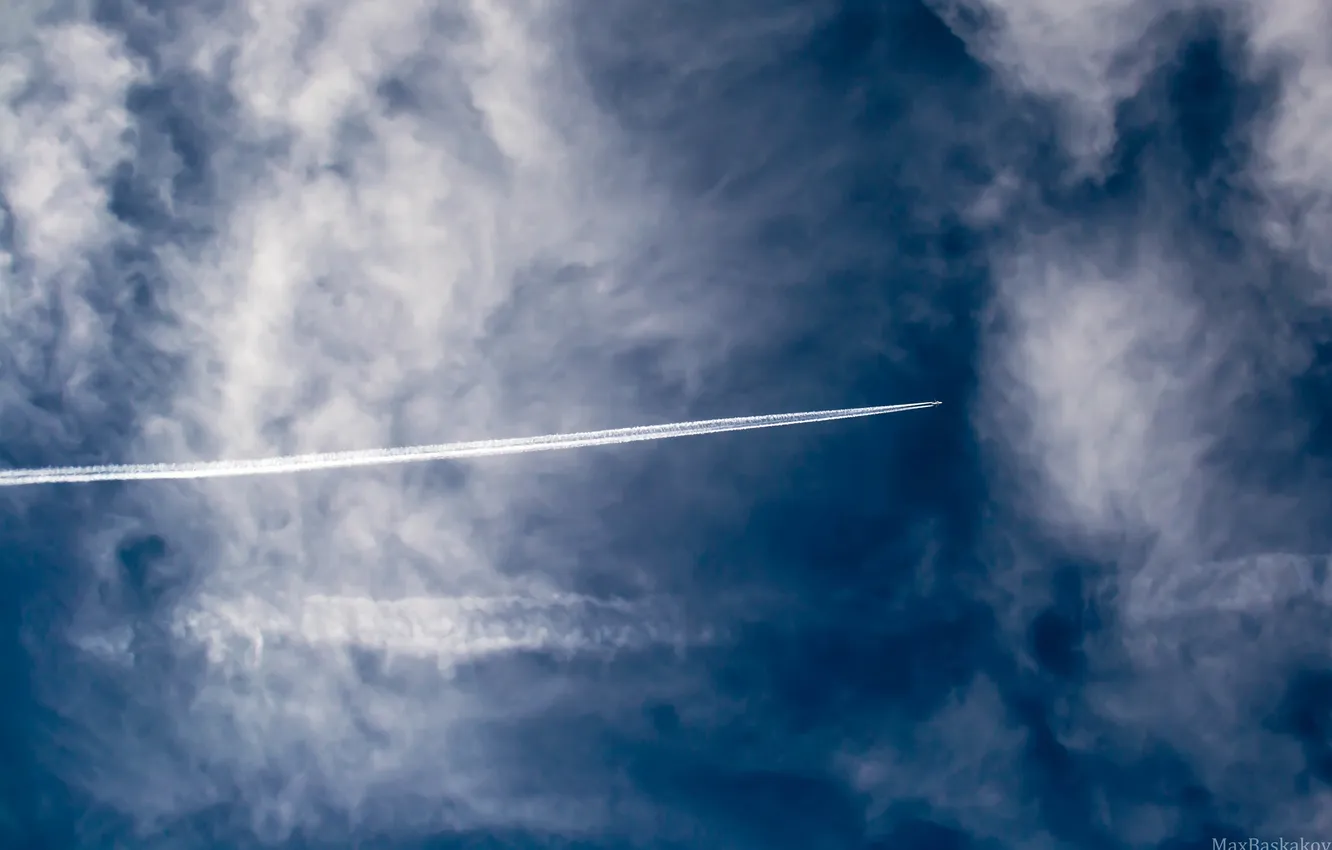 Фото обои облака, самолет, Небо