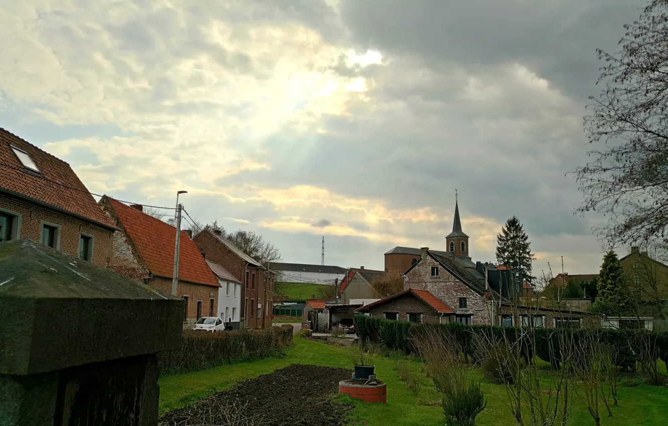 Фото обои Light, Halo, Nature, Clouds, Landscape, Belgium, architecture, Photography