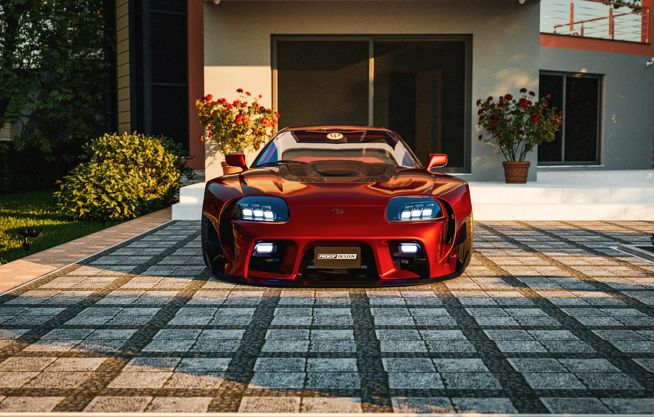 Фото обои Toyota, Front, Toyota Supra, Widebody, Mk4, Mark 4, Rostislav Prokop, Restomod