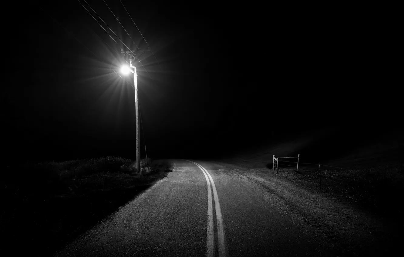 Фото обои ночь, улица, фонарь