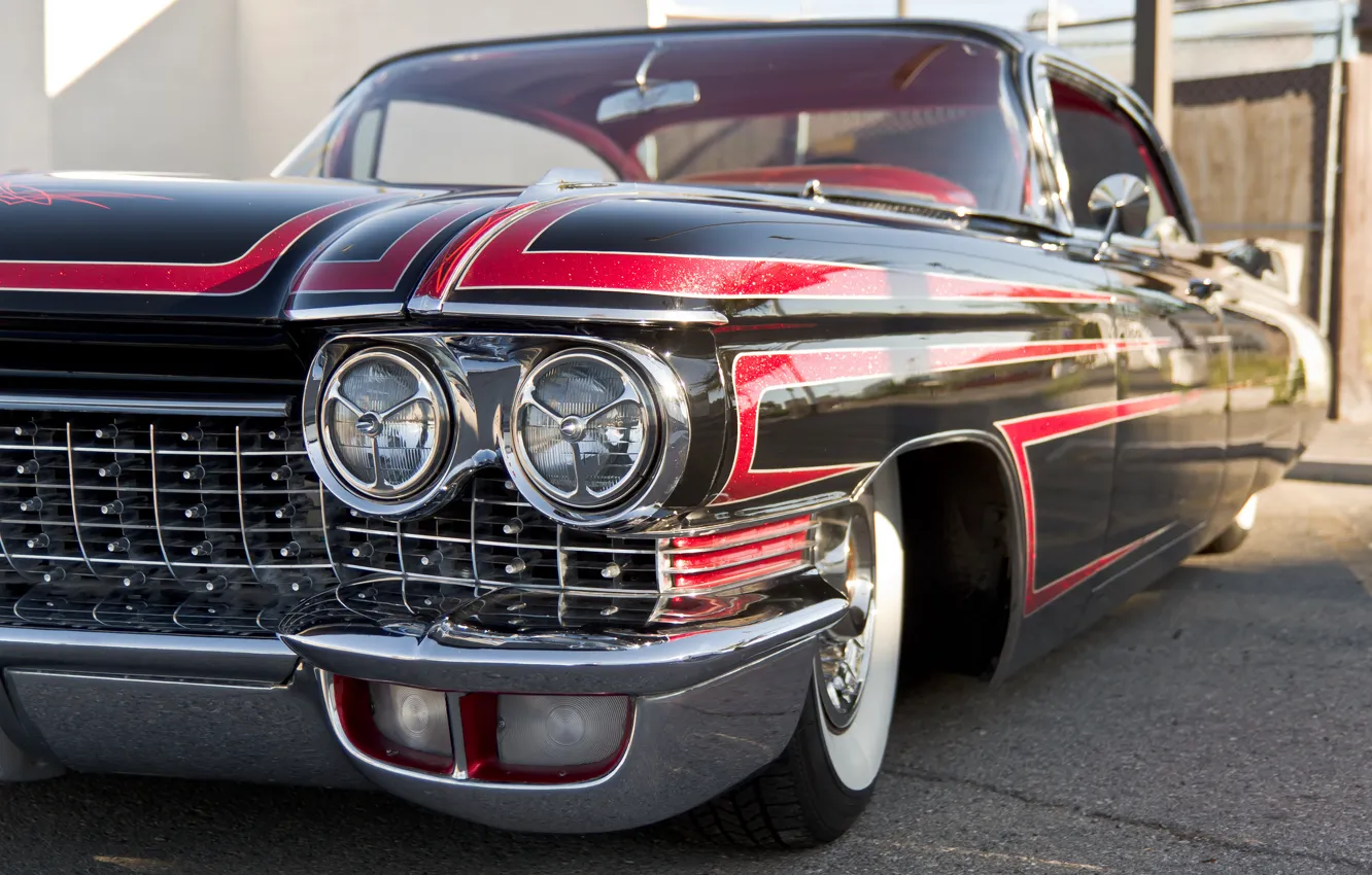 Фото обои ретро, фары, Cadillac, 1960, передок
