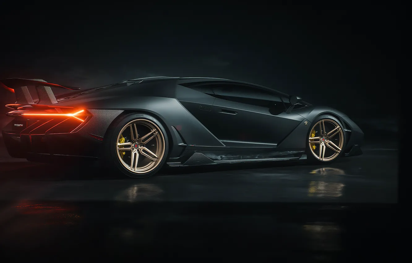 Фото обои рендеринг, фары, Lamborghini, суперкар, вид сбоку, Centenario