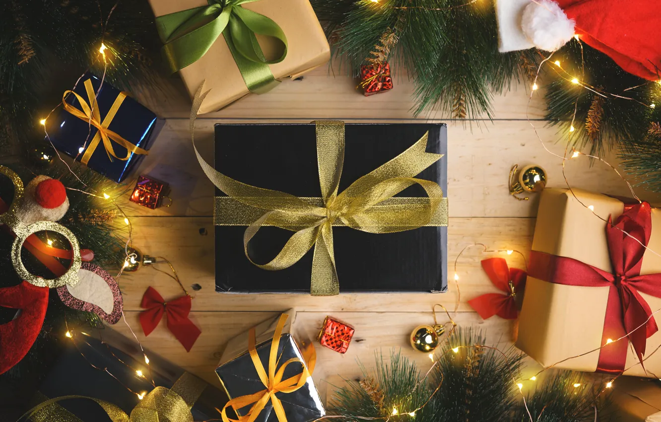 Фото обои елка, Новый Год, Рождество, подарки, Christmas, wood, New Year, decoration