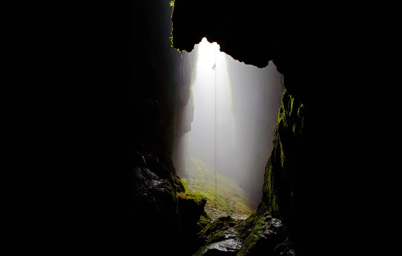 Фото обои туман, Новая Зеландия, пещера, Уэйтомо