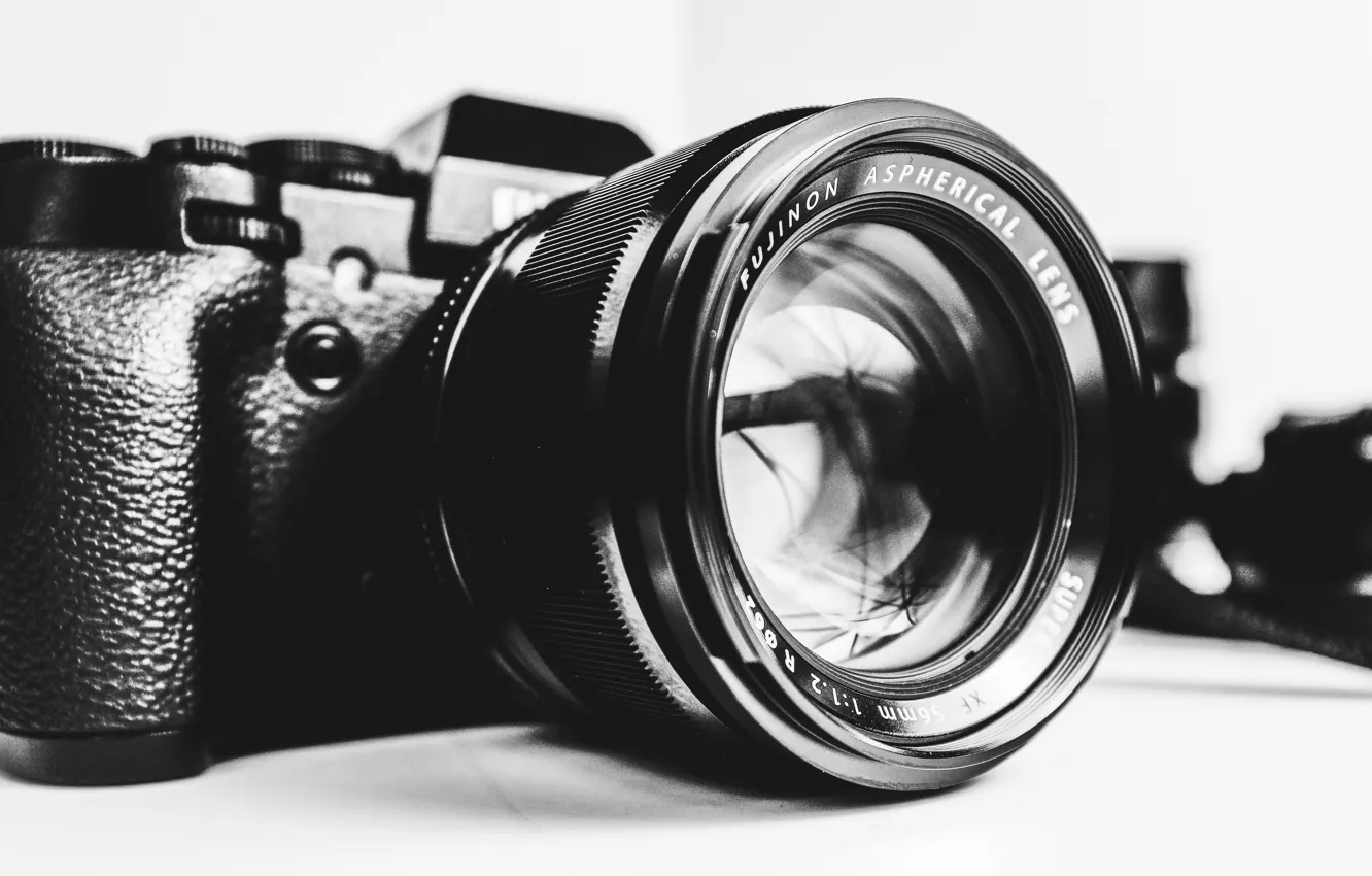 Фото обои camera, black and white, lens, Fujifilm, b/w, Fujifilm X-T1