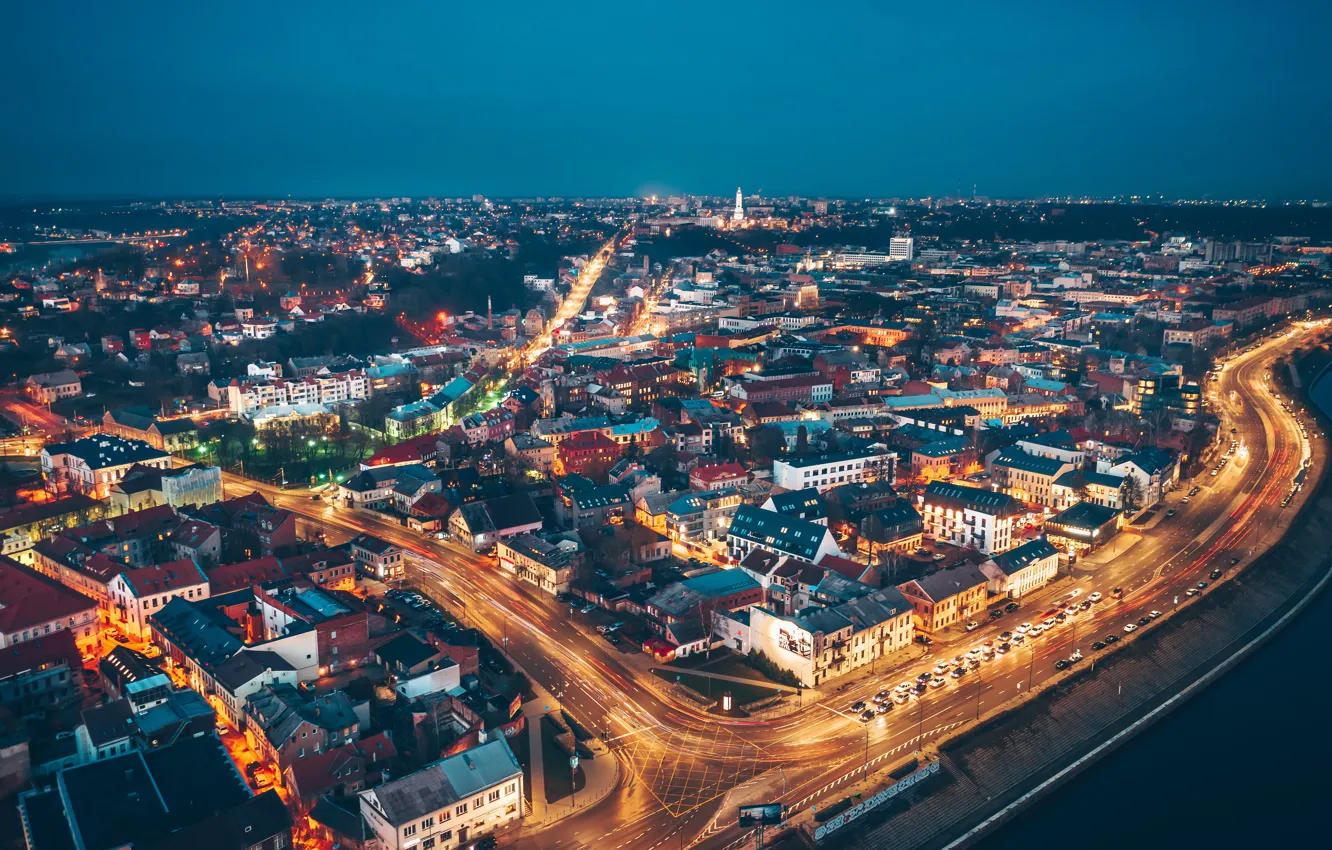 Фото обои ночь, Lietuva, Kaunas