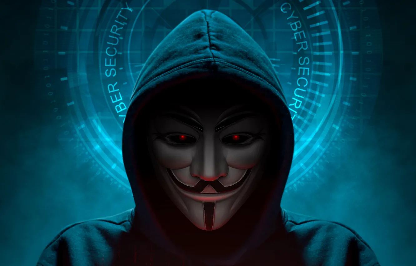 Фото обои маска, капюшон, анонимус, хакер, Anonymus, cyber guy