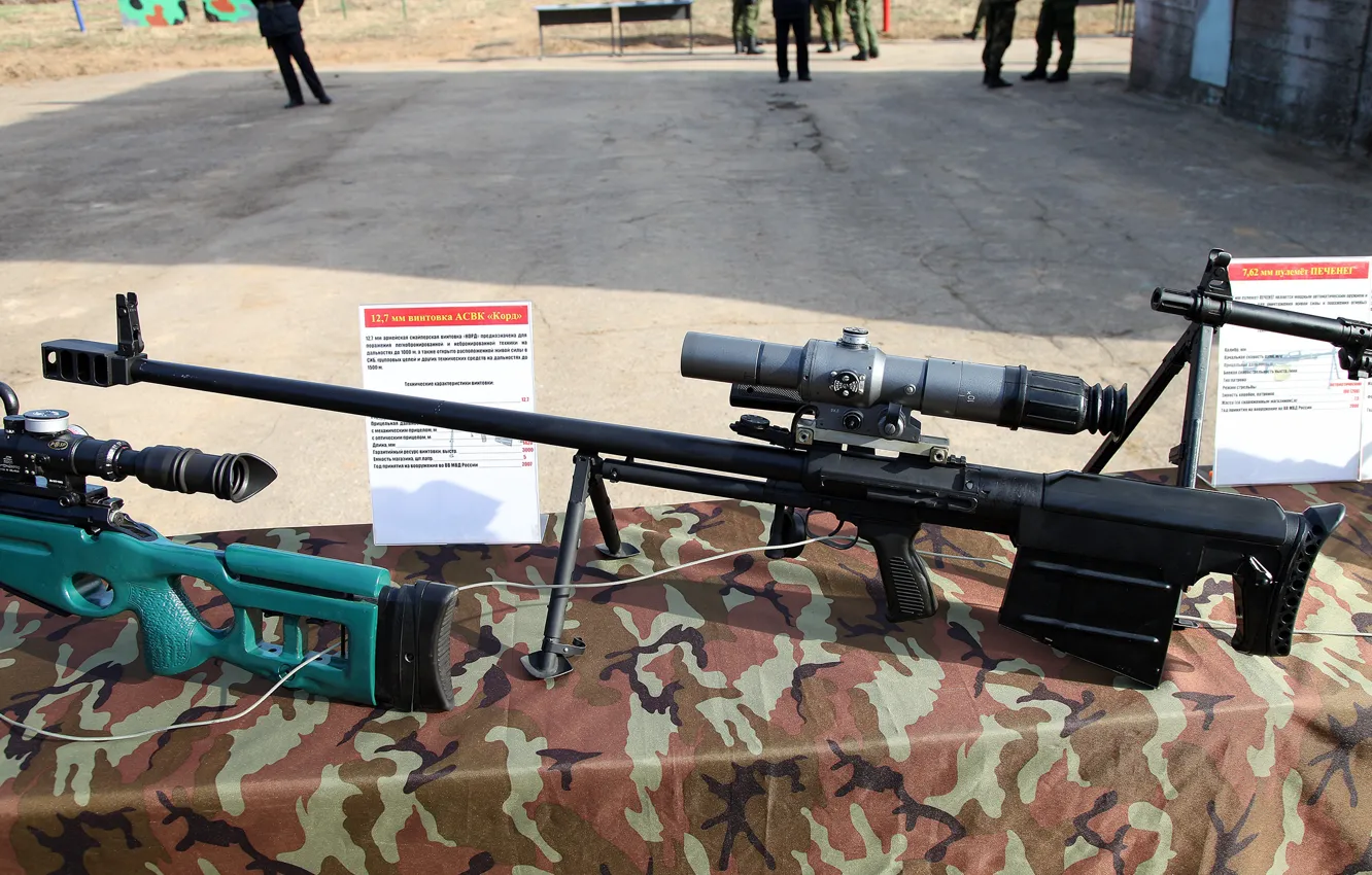 Фото обои оружие, ствол, прицел, винтовка, снайперская винтовка, стенд, крупнокалиберная снайперская винтовка, 12.7mm