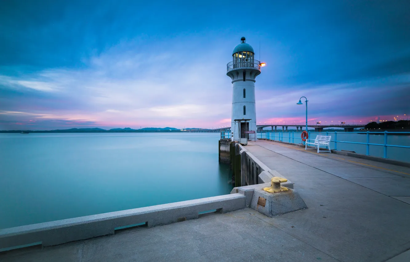 Фото обои маяк, Сингапур, Singapore, Tuas, Johor Straits lighthouse, South West