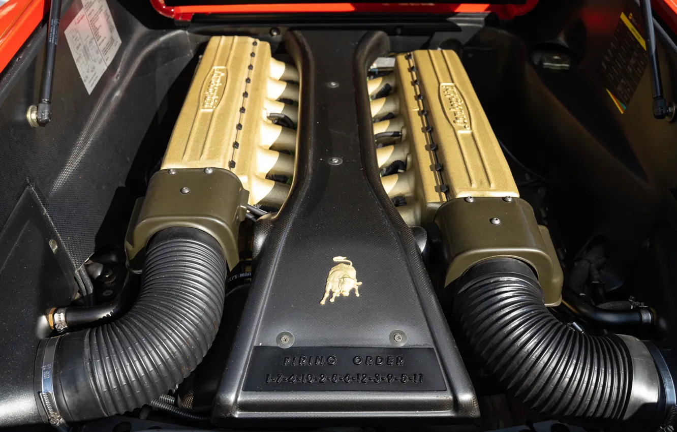 Фото обои Lamborghini, V12, Diablo, engine, Lamborghini Diablo SE30