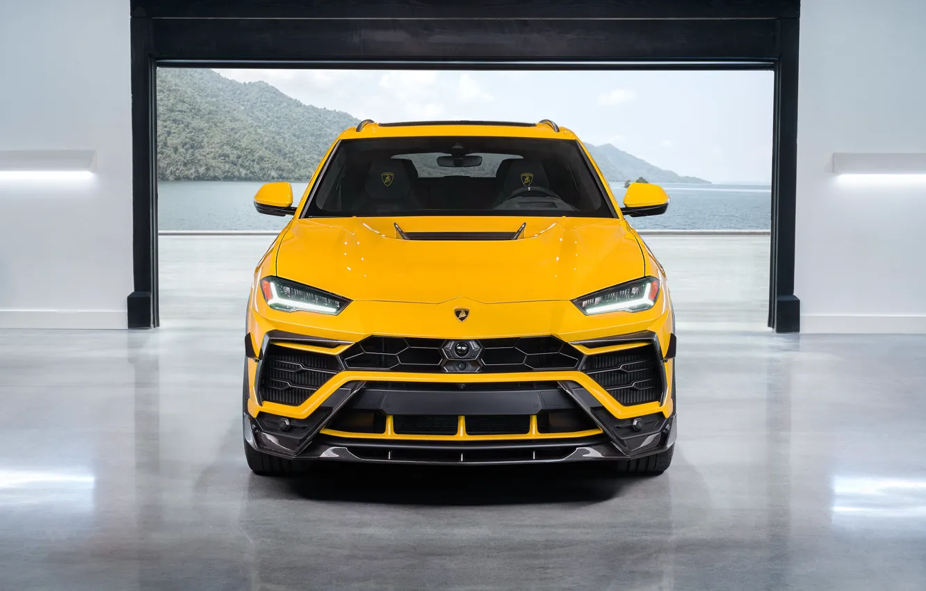 Фото обои Lamborghini, Front, Yellow, SUV, Urus, VAG