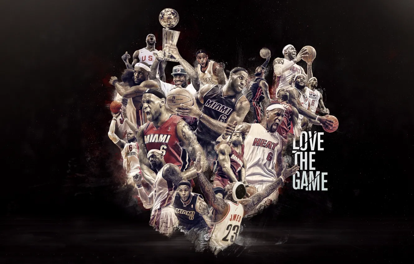 Фото обои Спорт, Баскетбол, Miami, NBA, LeBron James, Heat, Игрок, Love the game