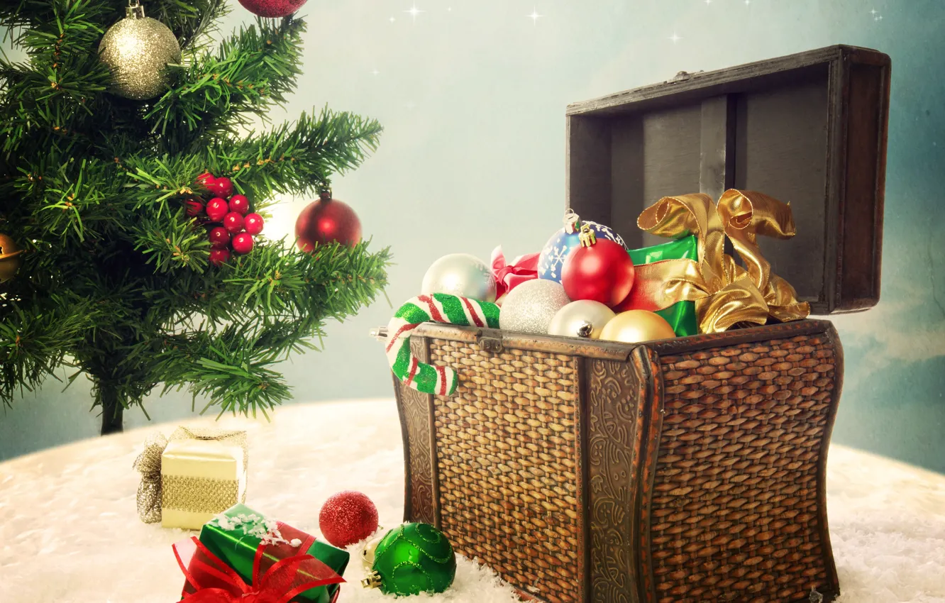 Фото обои шарики, украшения, праздник, Новый Год, Рождество, Christmas, New Year, christmas tree