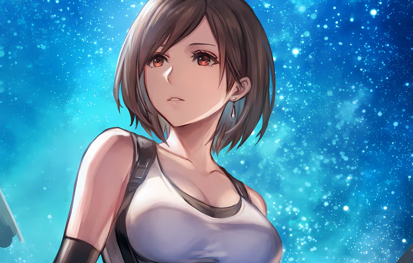 Фото обои girl, sexy, Final Fantasy, cleavage, sky, brown hair, boobs, anime