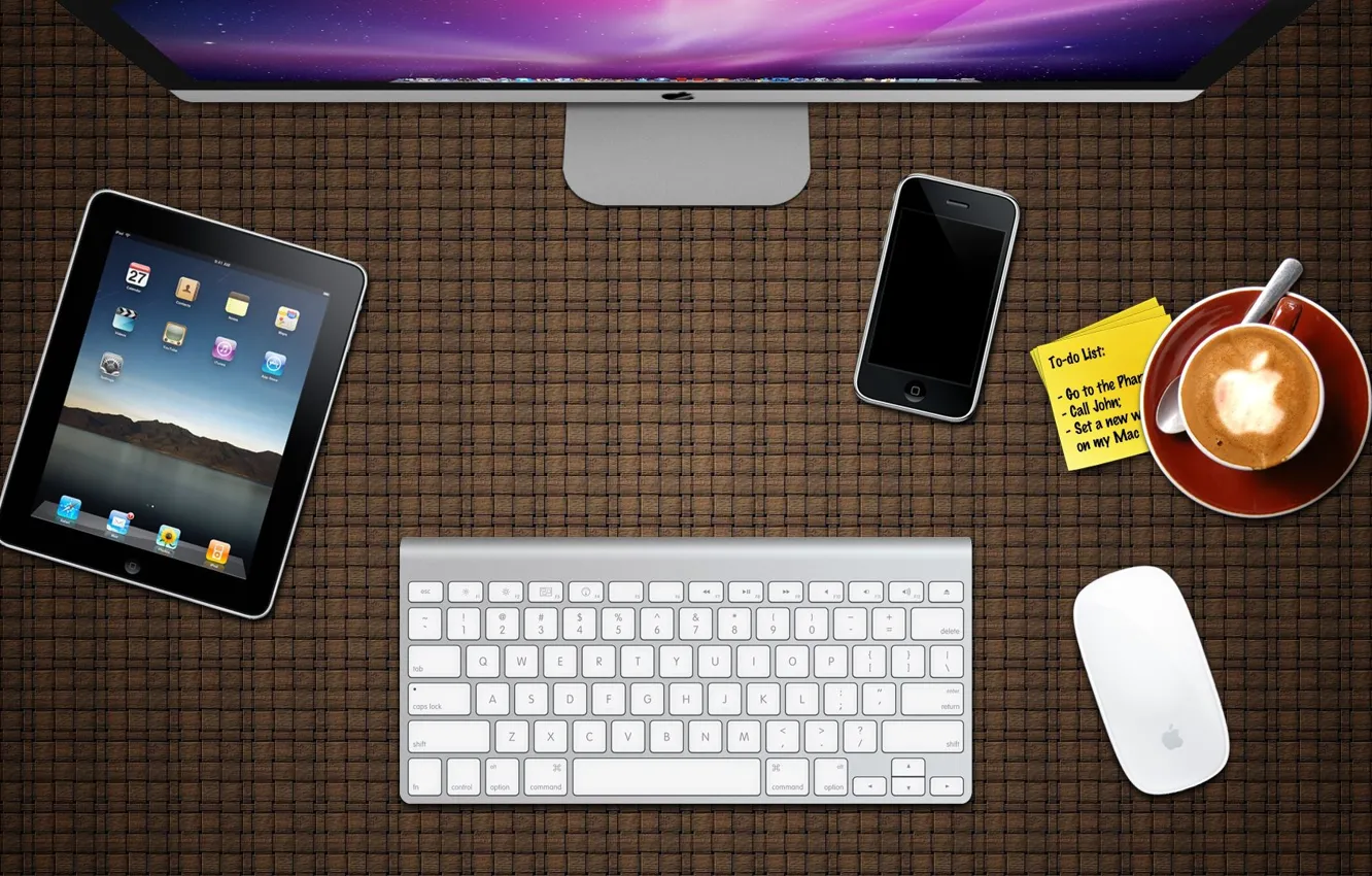 Фото обои apple, клавиатура, iphone, ipad, apple desk