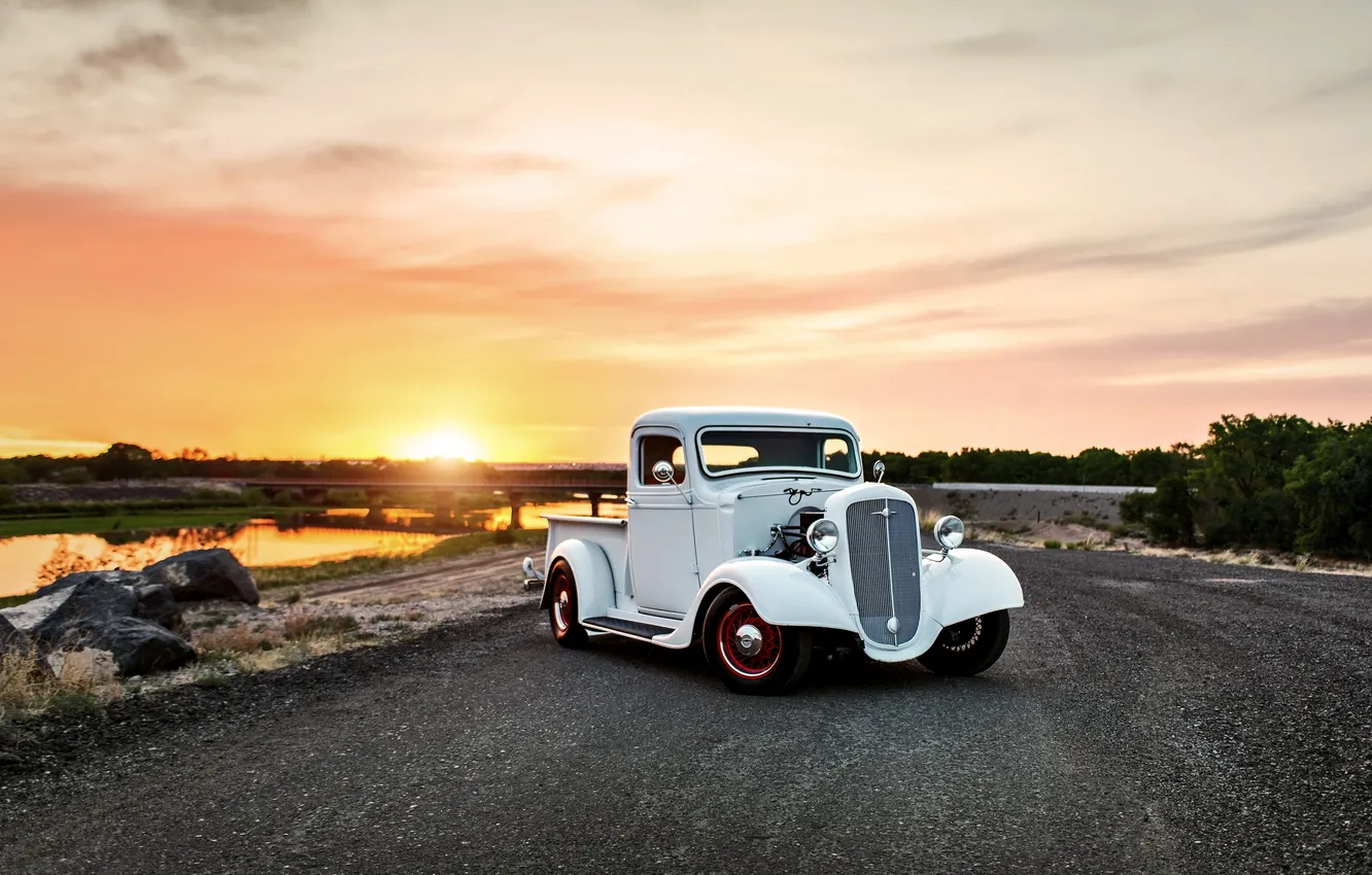 Фото обои car, chevrolet, retro, pickup, lunchbox photoworks