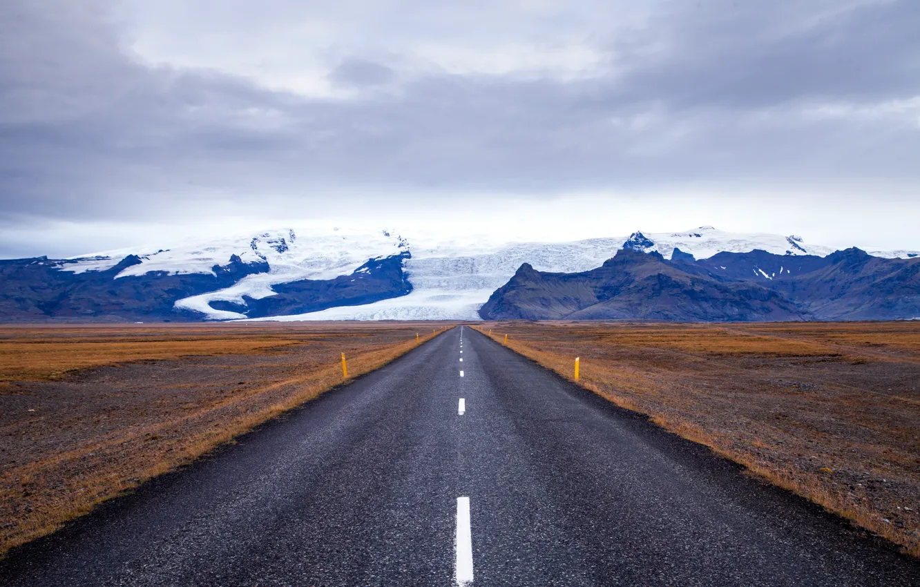 Фото обои дорога, горы, Iceland