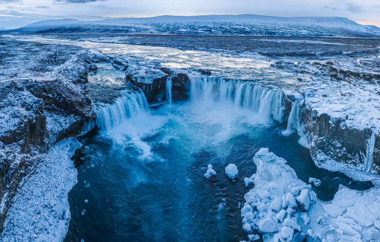Фото обои водопад, Исландия, Godafoss