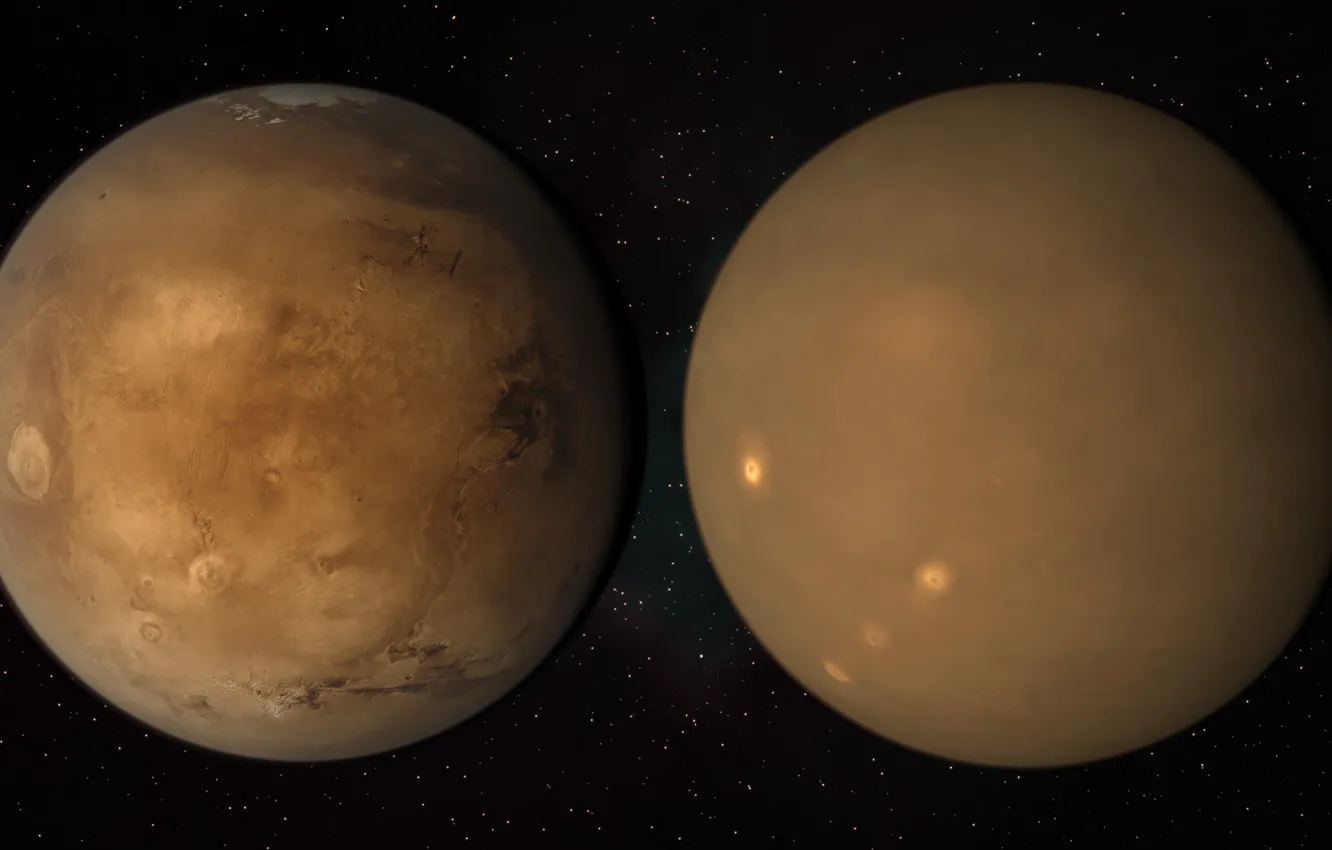 Фото обои поверхность, шторм, планета, пыль, Марс, Mars