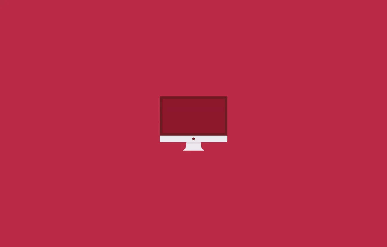 Фото обои компьютер, красный, фон, цвет, мак, apple, минимализм, логотип