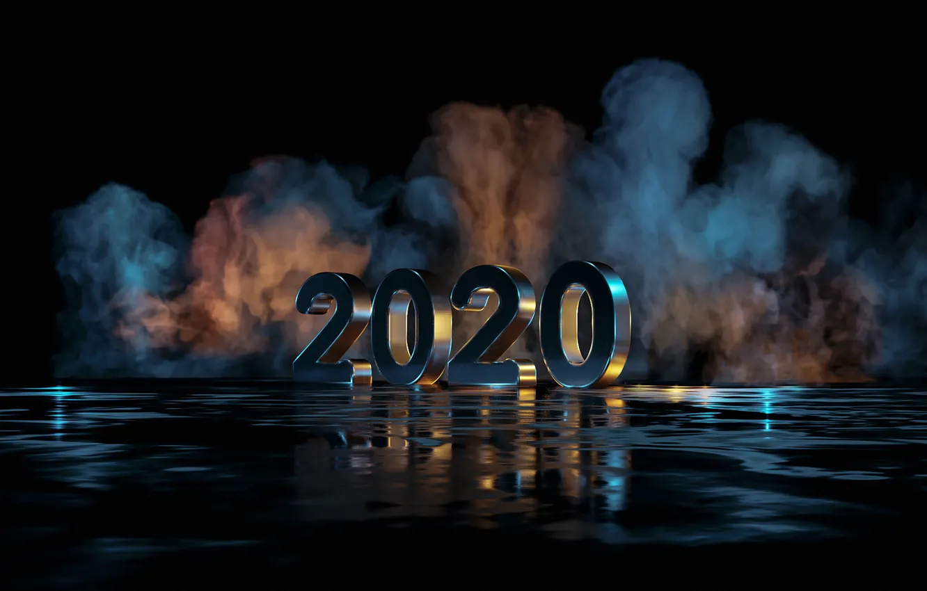 Фото обои отражение, дым, рождество, new year, 2020, новый год 2020, new year 2020