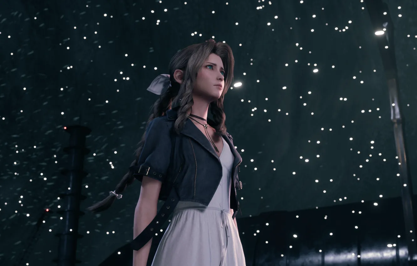 Фото обои blue eyes, braids, Final Fantasy VII, looking away, Aerith Gainsborough, video game characters