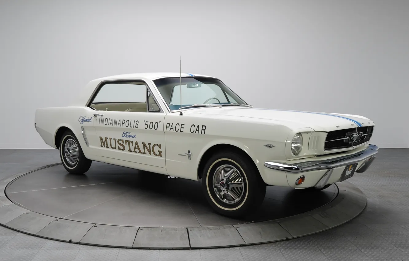 Фото обои ретро, Ford Mustang, классика, pace car, 1964г