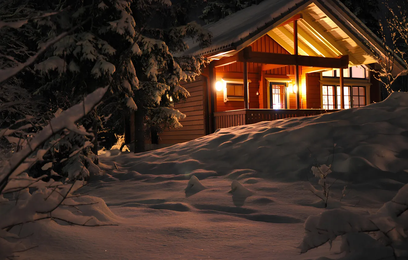 Фото обои Зима, Снег, Домик, House, Winter, Snow, Зимний Лес, Winter Forest