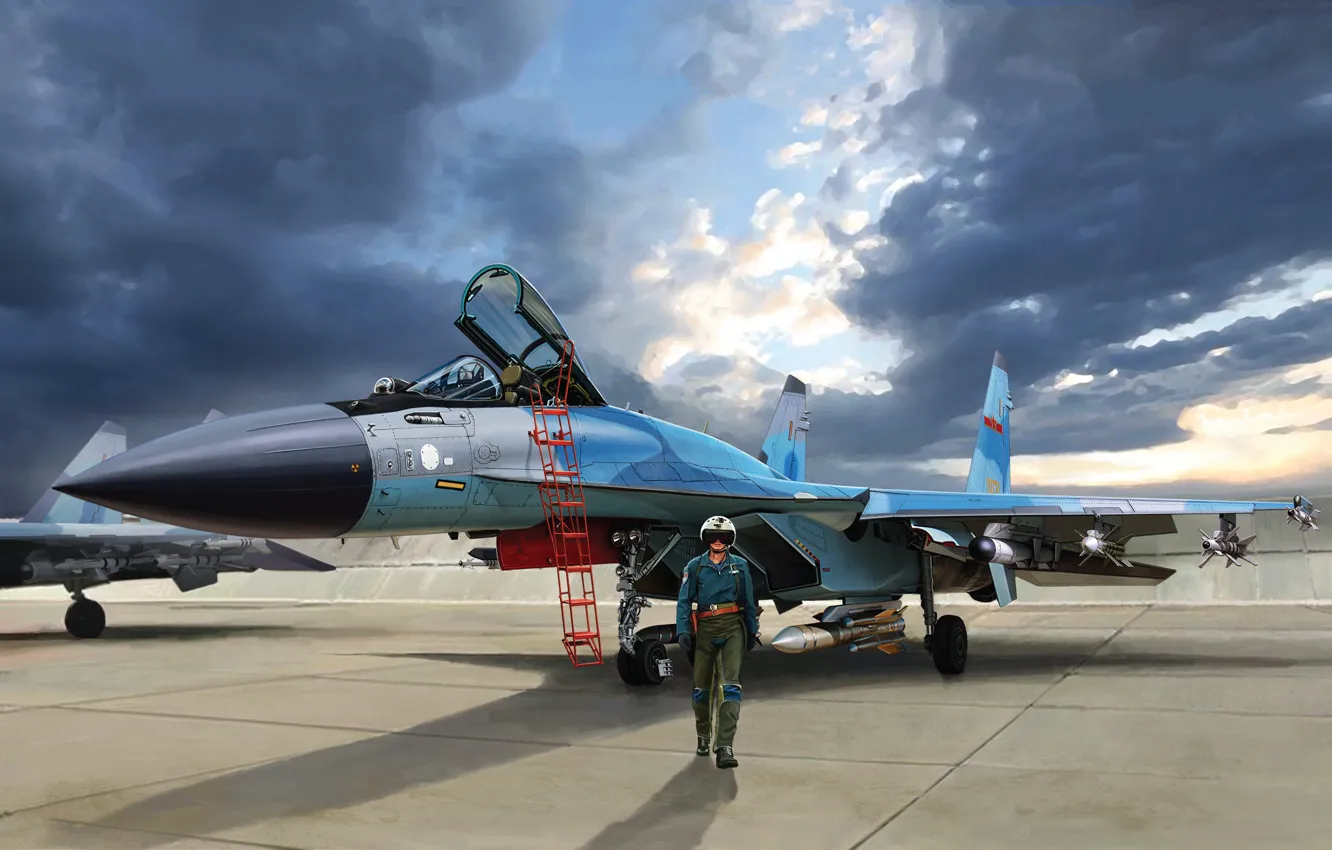 Фото обои истребитель, Китай, многоцелевой истребитель, су-35, Flanker-E, НОАК, pla